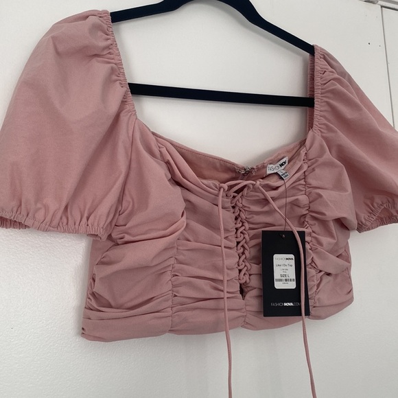 NWT Fashion Nova pink off the shoulder corset crop top size large - Picture 4 of 11